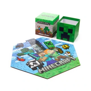Minecraft puzzle dřevěná v krabičce Creeper